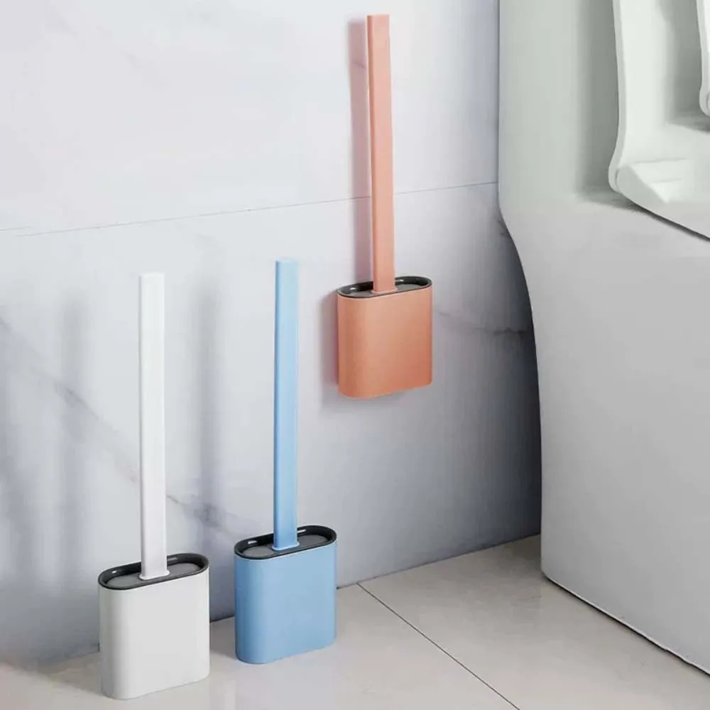 Flexible silicone toilet brush head