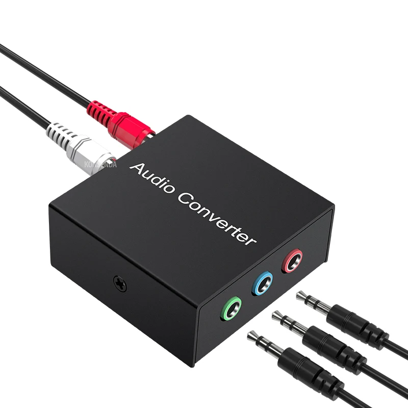 5 1 audio console splitter 1x3 adapter stereo rca to 3 x 3 5mm 1 8