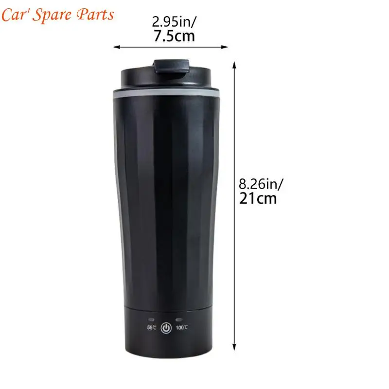 Y4UA 스테인레스 자동차 온수 온수기 병 500ml 용량 12V/24V 차량 커피 컵 디지털 디스플레이 및 안전 컷오프