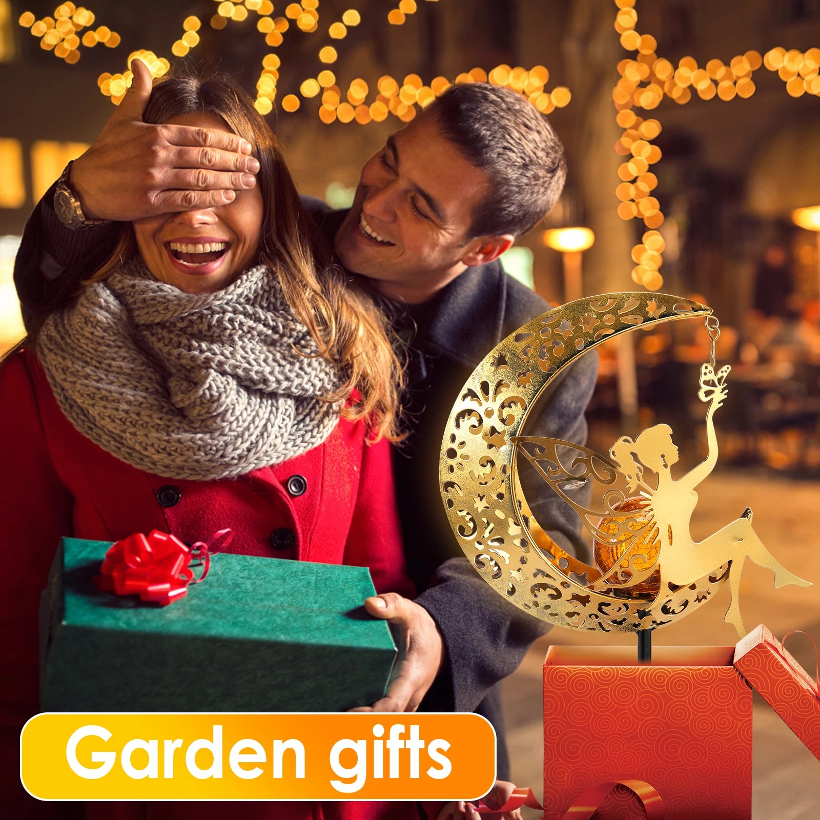 Garden Solar Moon Fairy Lamp Waterproof Outdoor Walkway Lights LED Metal Stake Ornament for Walkway Yard Lawn Patio Garden Decor