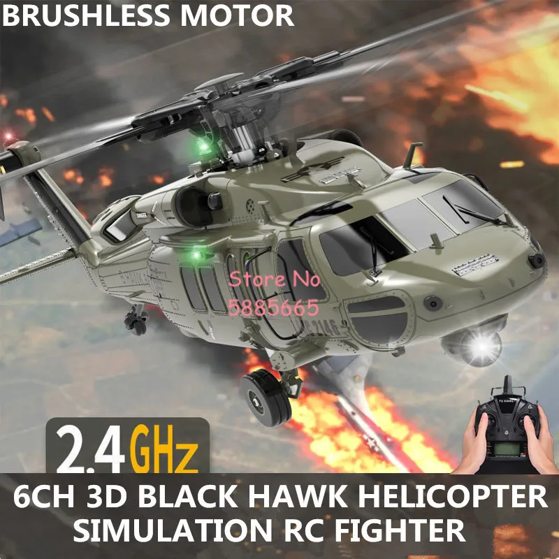 Profissional Brushless RC Helicopter, Black Hawk Fighter, helicóptero