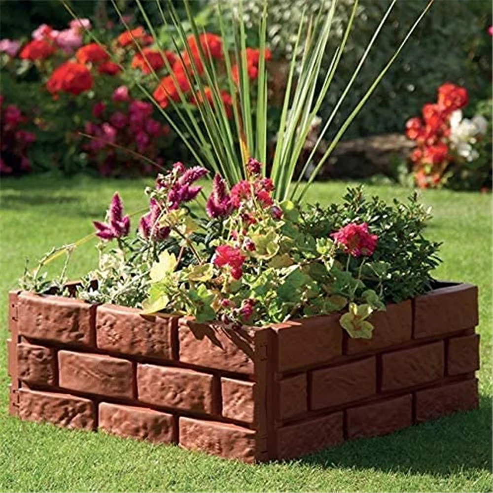 Garden Edging Border DIY Decorative Flower Grass Bed Border Interlocking Landscaping Edging Stones Brick Effect Outdoor 1PC