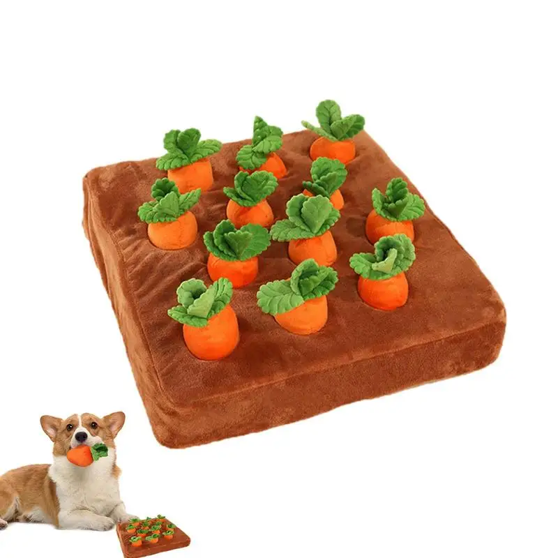 

Carrot Patch Dog Toy Carrot Farm Dog Toy Dog Snuffle Mat With 12 Squeaky Carrots Plush Puzzle Toys 2 In 1 Interactive Dog Toys