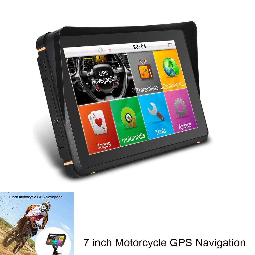 7 Inch Motorcycle GPS Navigation 256M+8GB portable Motorcycle GPS navigation with sunshade waterproof navigator