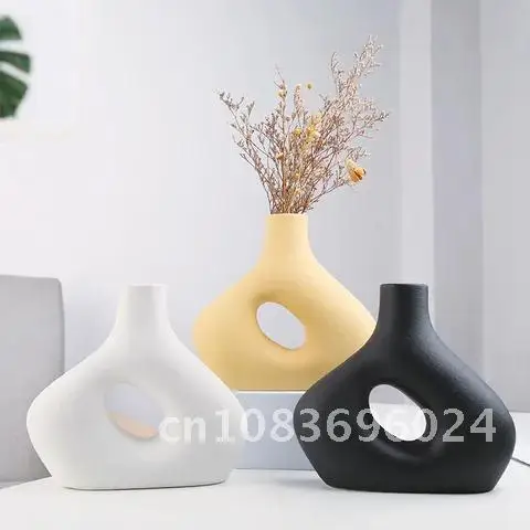 

Ceramic Vase Nordic Flower Frosted Container Modern Art Living Room Home Decoration Office Interior Garden Decor Accessories