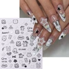 2Pcs Cartoon Cute Cat Nail Childlike Stickers Holographic Love Heart Bronzing Star Sliders Silver Chrome Nail Art Manicure Decor 4