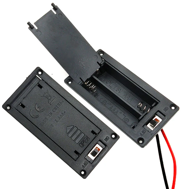 1pcs 2XAAA battery box AAA two section embedded with cover and switch