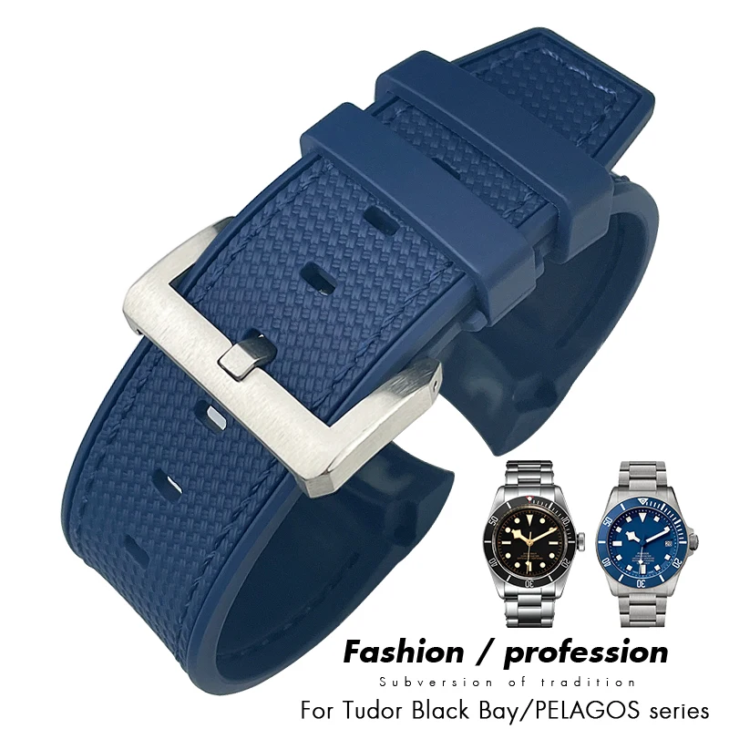 23Mm 22Mm Nuovi Cinturini In Gomma Intrecciata Per Cinturino In Silicone Bronzo Tudor Heritage Black Bay Cinturino Morbido Impermeabile A Doppio Color