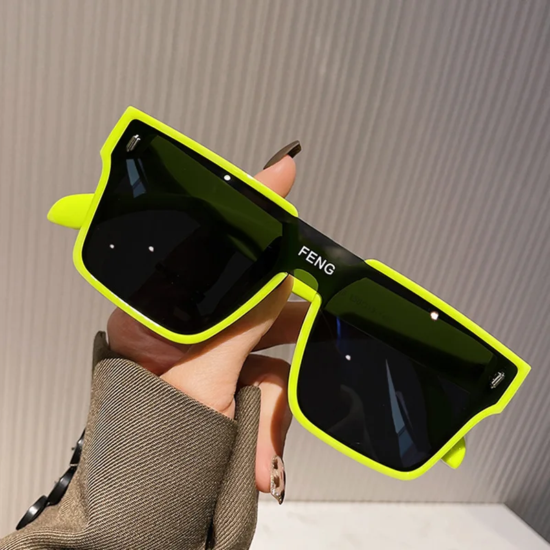 

2023 New Trend Colorful Hip Hop Sunglasses Women Fashion Oversized Square One-piece Mirror Men Women's Punk Design Sun Glasses