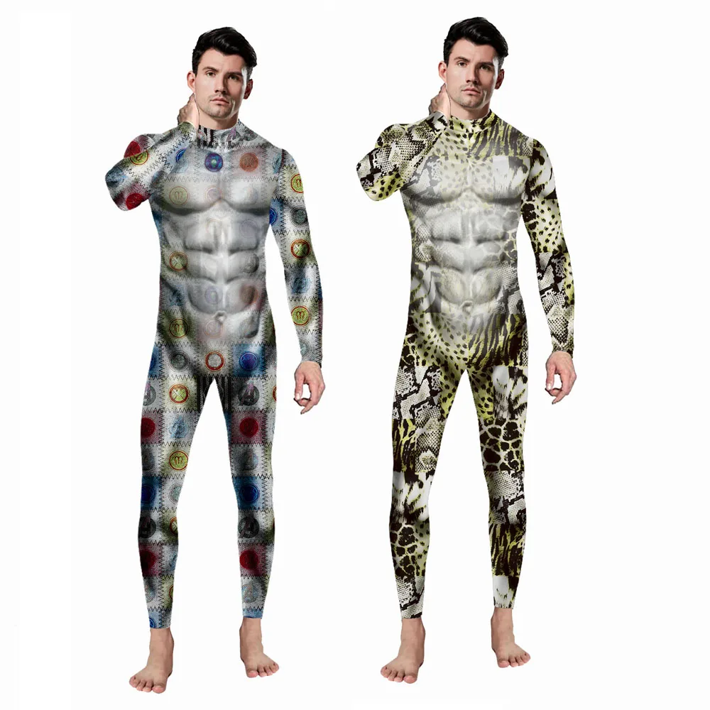 

Halloween Purim Cosplay Costume Carnival Clothes Zentai Adult Men Bodysuit Anime Dress 3D Print Jumpsuit Festival Party Garment