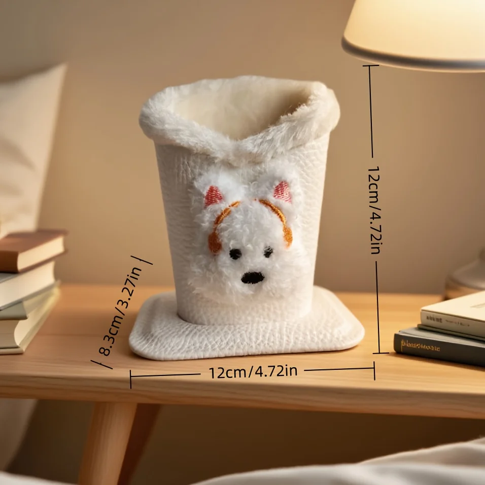 1pc Eyekan Plush Lined Glasses Case - Cute Animal Design, Faux Leather, Ideal for Desk or Bedside Table, Protects Glasses