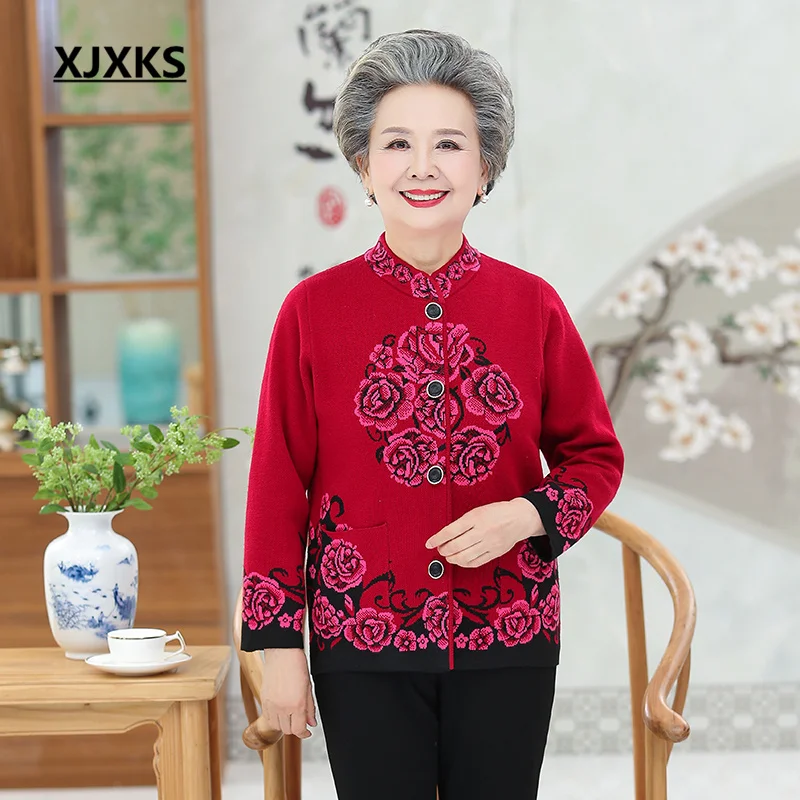 

XJXKS 2022 Autumn And Winter New Loose Large Size Single-breasted Women's Chaquetas Middle-aged And Elderly Mother's Jacket