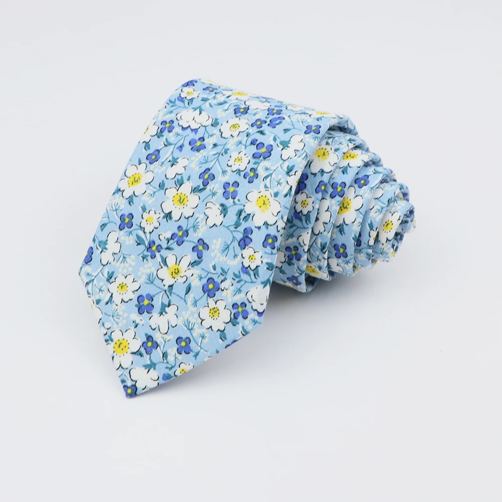 Cotton Floral Tie For Men Women Flower Necktie Skinny Cravat Wedding Party Suit Shirt Collar Accessory neck tie