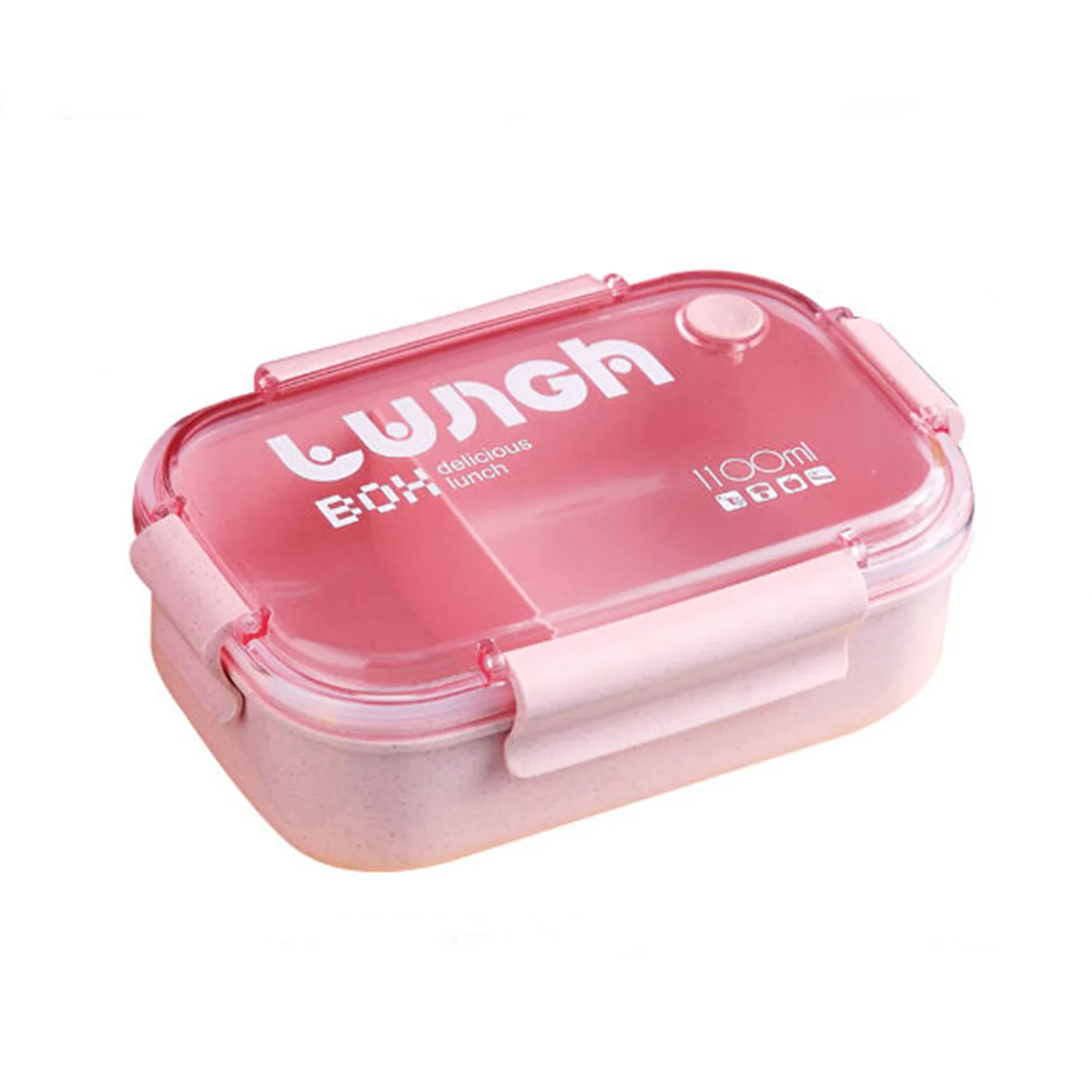 1100ml Wheat Straw Lunch Box Student Lunch Box Sealed/Divided Box with Tableware Can be Microwave Heated lunch box portable food storage box