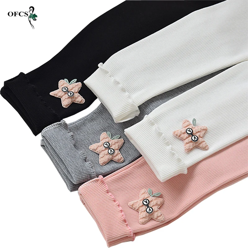 

Best Seller Children's Pants Thin Stripes Outside Korea Style Solid Color Breathable Knitting Trousers For Girls Simple Leggings