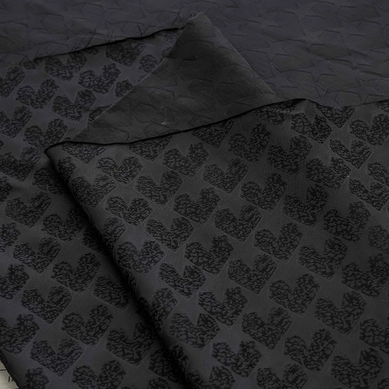 Solid Black Jacquard Fabric Geometric Star Kids Curtain Soft Drape Unisex Home Design Decor Sustainable Spring Fall Neutral 4