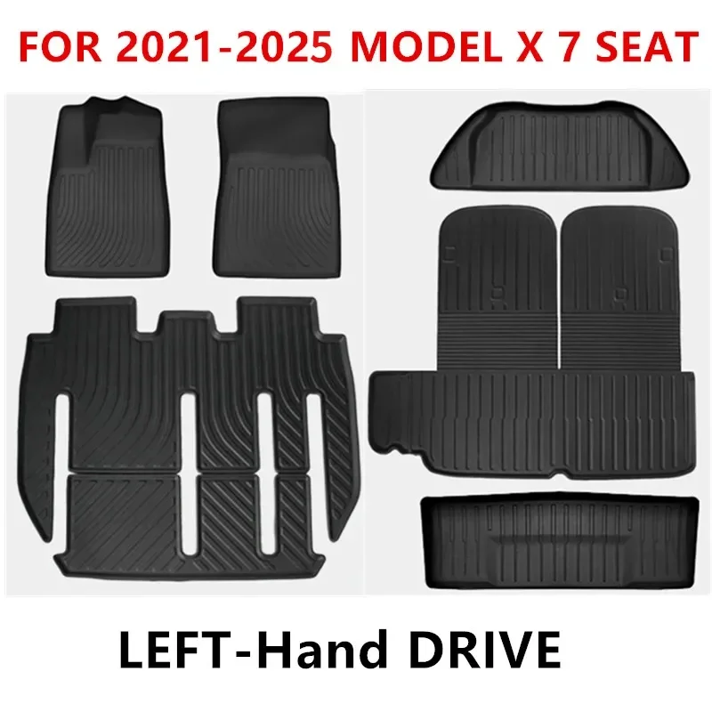테슬라 모델 X TPE 바닥 매트 2024 2023 모델 X 3D 전천후 매트 풀 세트, 바닥 라이너 인테리어 액세서리, 왼손 드라이브