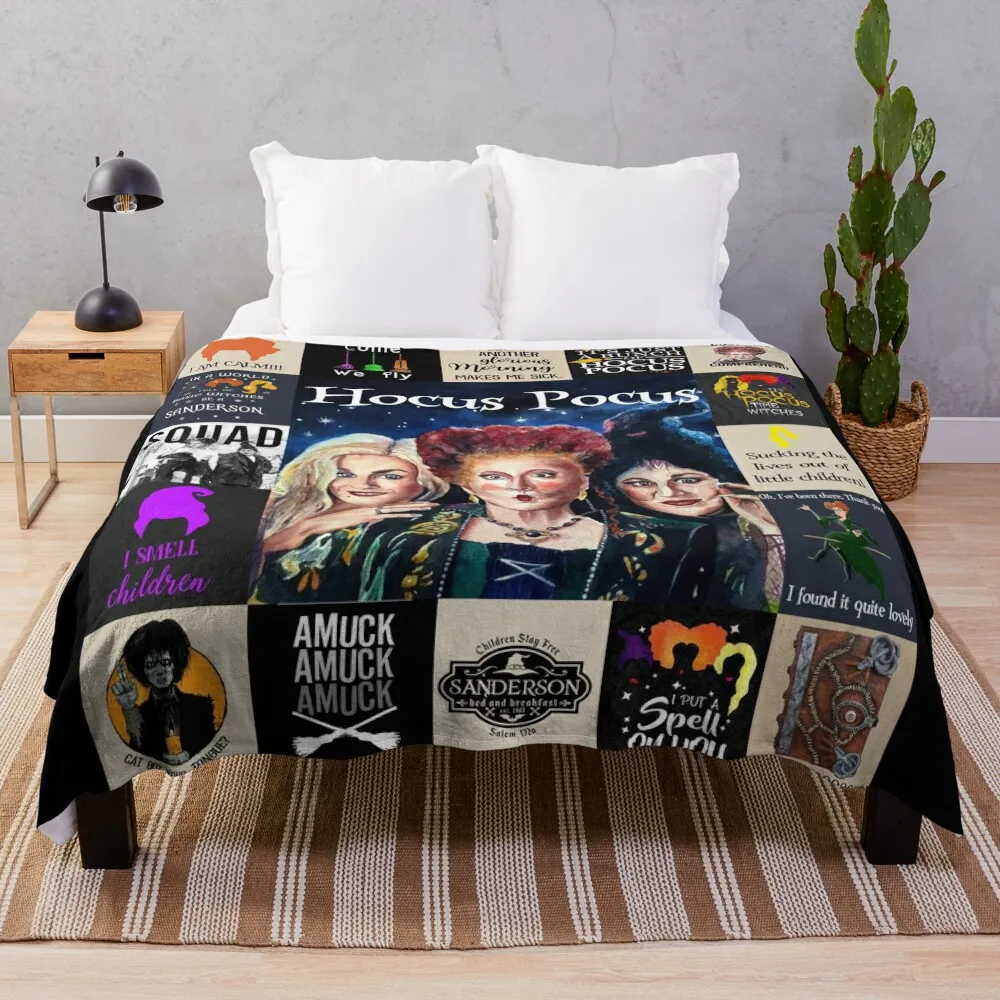 

Hocus Pocus I Smell Children I Put A Spell On Throw Blanket halloween heavy to sleep Blankets