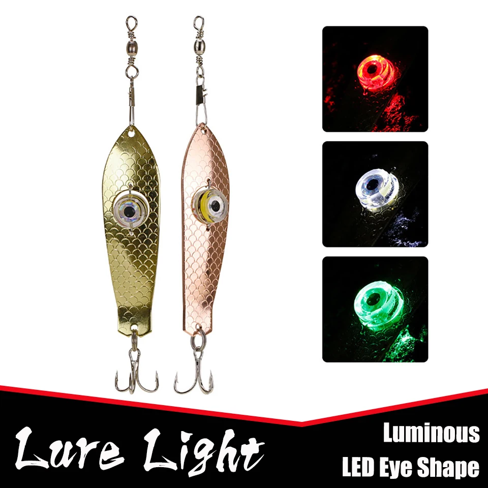 1PCS Fishing Lure Light LED Fishing Lamp Luminous Lure Deep Underwater Eye Shape Fishing Bait With Hook Fishing Squid Lure
