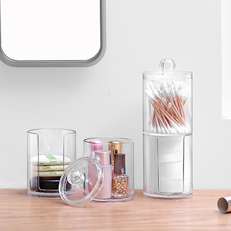 Makeup Organizer Transparent Cotton Swab Storage Box Acrylic Storage Box Cotton Swab Cosmetic Bathroom Bedroom Makeup Organizer