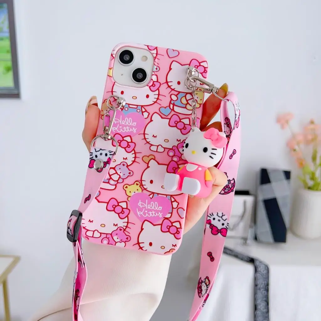 thumbnail image 1 of Funda de Hello Kitty con cuerda de soporte para Samsung Galaxy, A13, A14, A03, A04, A23, A32, A23, A33, A52, A72, A34, A54, A73, 1 of 5