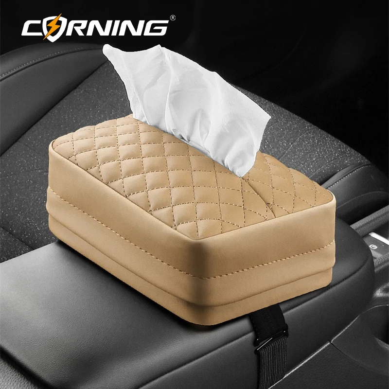 Universeller Auto-Taschentuchboxhalter mit Verstellbarem Riemen PU-Leder Auto-Serviettenspender für Armlehne Sitz Sonnenblende Hängende Papiertuchbox – Detail 10