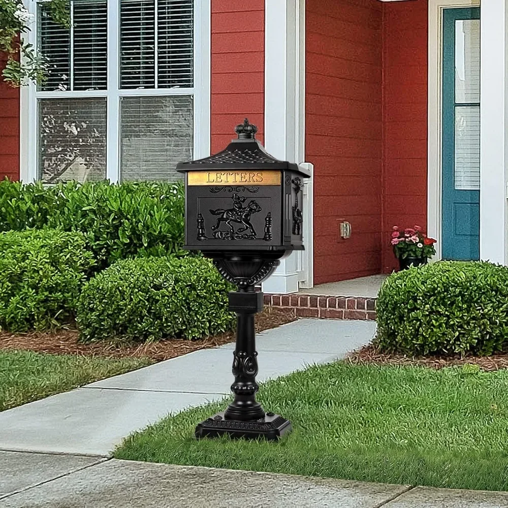 Description Picture 6 of itemMailbox Cast Aluminum Black Mail Box Postal Box Security Heavy Duty New