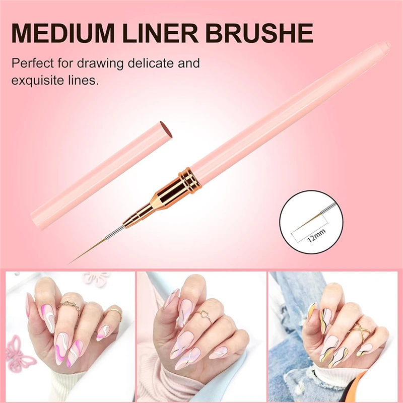 5 Pieces Set Liner Brush for Nail Art Painting,Fine Liner Brushes for Nails,Liner Nail Brush Set for Acrylic 6