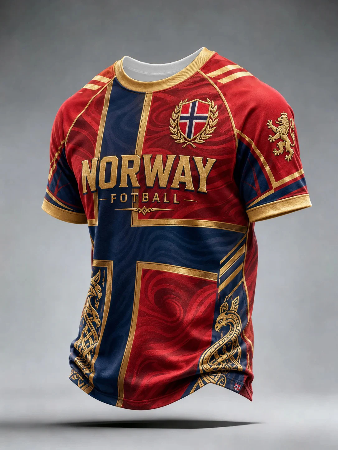 Nordic Viking Retro Style Norway Fan Quick-Dry Casual Football T-Shirt