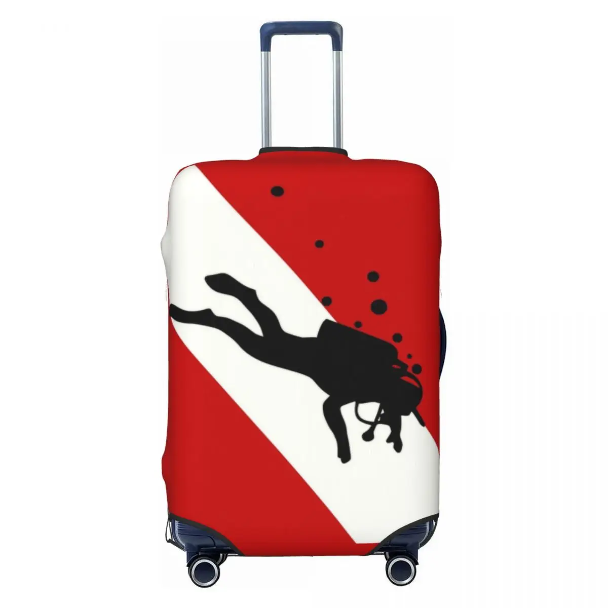 Scuba Dive Flag Bubble Suitcase Cover Washable Diving Diver Luggage Covers Protector for 18-32 inch