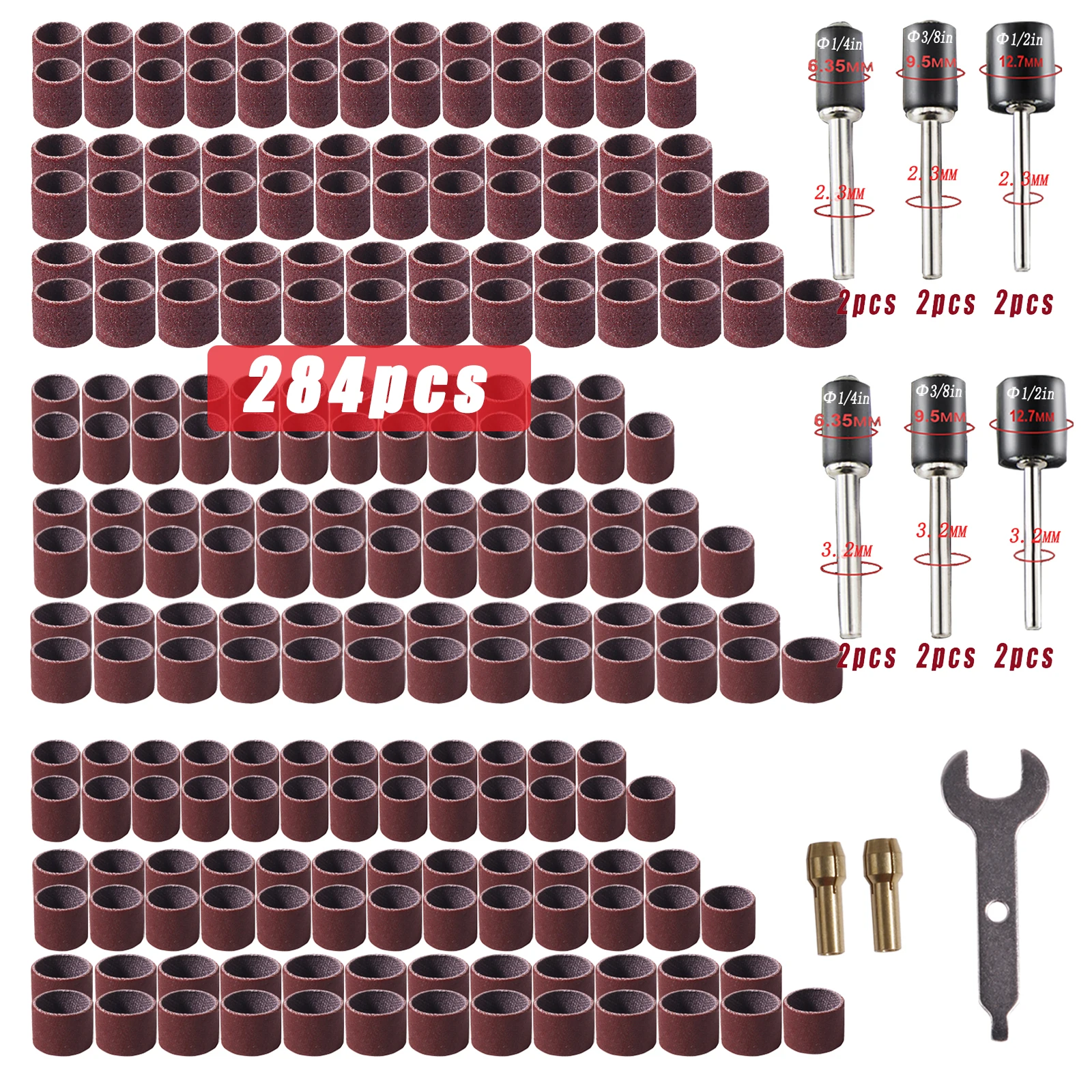 284pcsSandingDrumsKitForDremelSandingBandsBitsRotaryTool