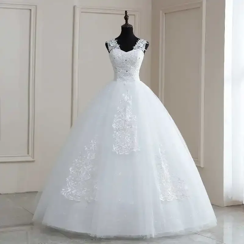 Y&M Novias V Neck Sweet Plus Size Vestido De Noiva 2024 Wedding Dress Long Train or Floor Length Appliqes Bridal Tulle Mariage 5