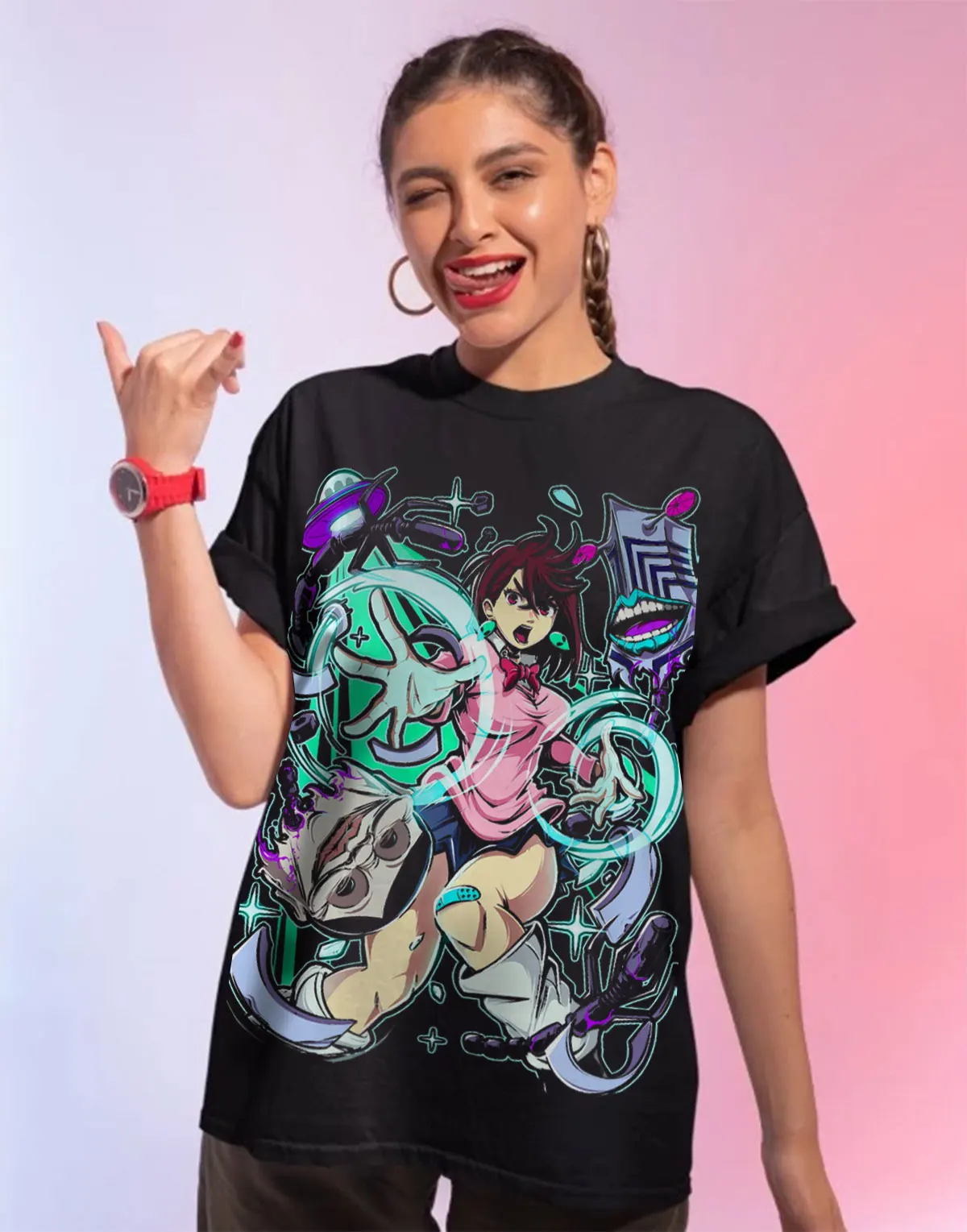 Dandadan Anime Gift T-Shirt Featuring Momo Ayase and Okarun - All Sizes Available