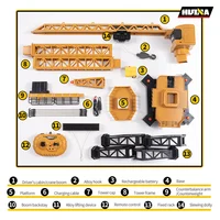 Huina 1585 Alloy Lifting Tower Crane Truck KIT 2.4G Engineering Truck Remote Control Car Battery Outdoor Toys For Boys 2