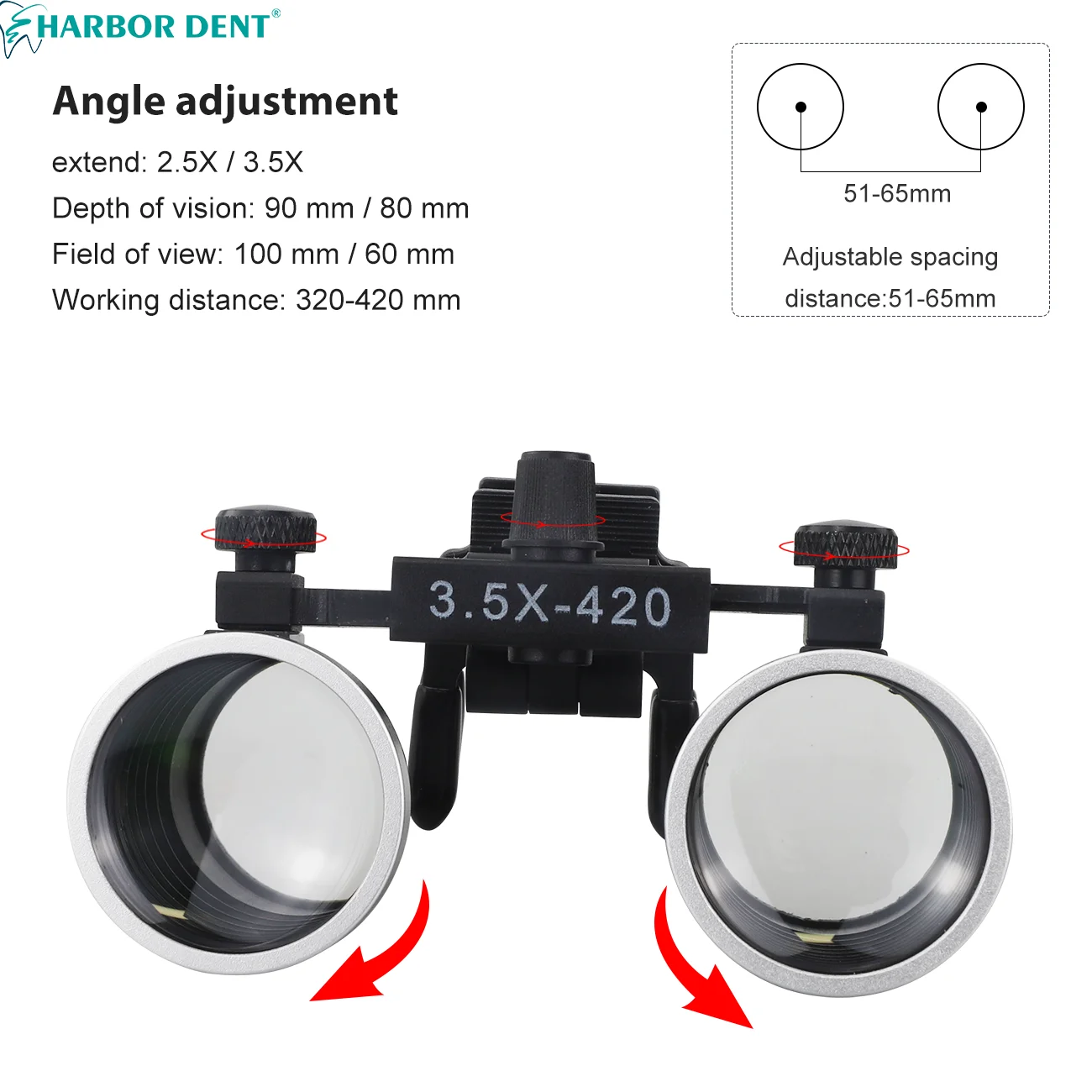 Adjustable Magnifying Glass Binocular Dental Loupes