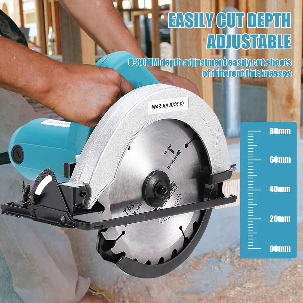 Scie circulaire électrique 7 pouces – Modèle sans balais, positionnement manuel, découpe bois Scc6d791a5ee044f5a4b8bfa32f3246b70