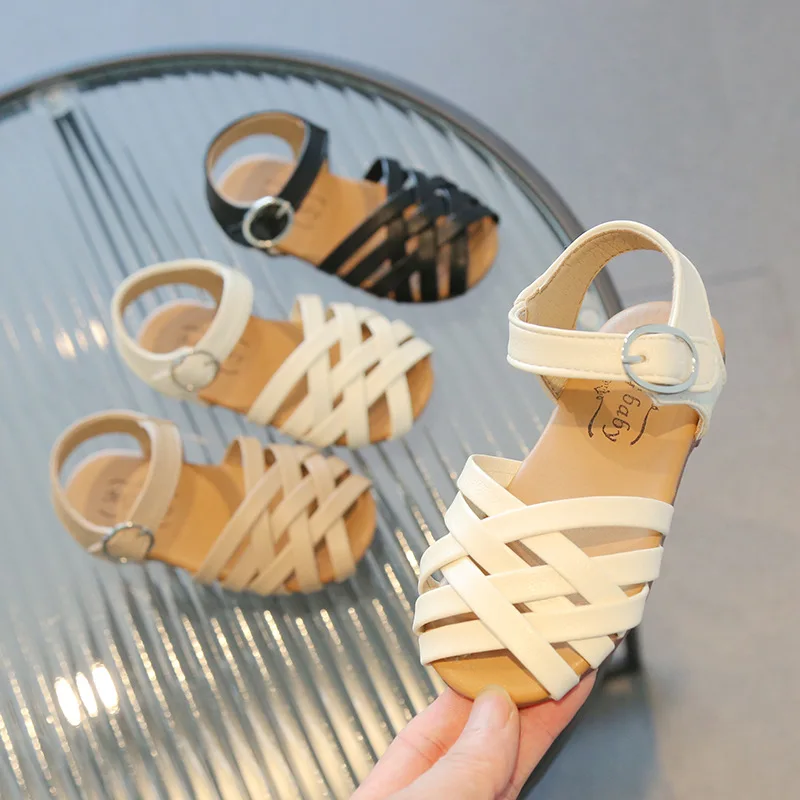 Girls Summer Sandals Buckle Peep Toe Beach Shoes