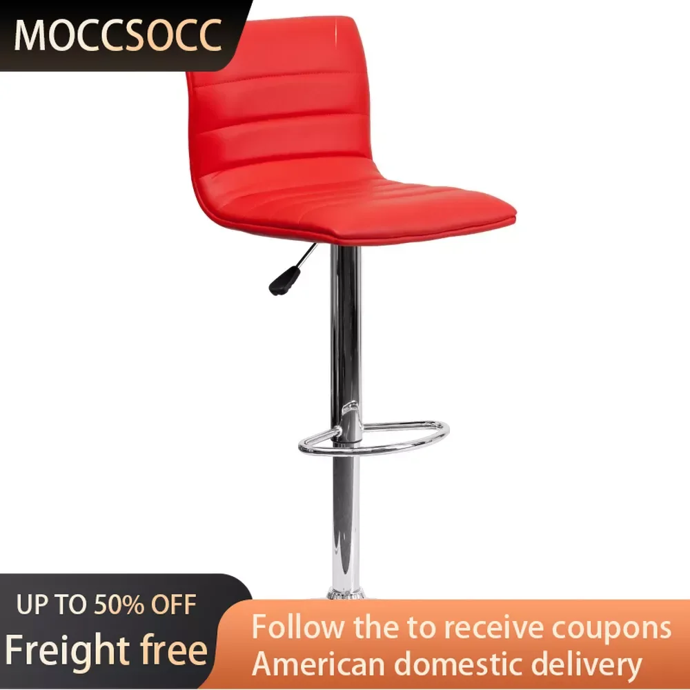

Modern Red Vinyl Adjustable Bar Stool With Back Chairs for Kitchen Bar Chair Dining Table Chair Set Rattan Furniture Armchair
