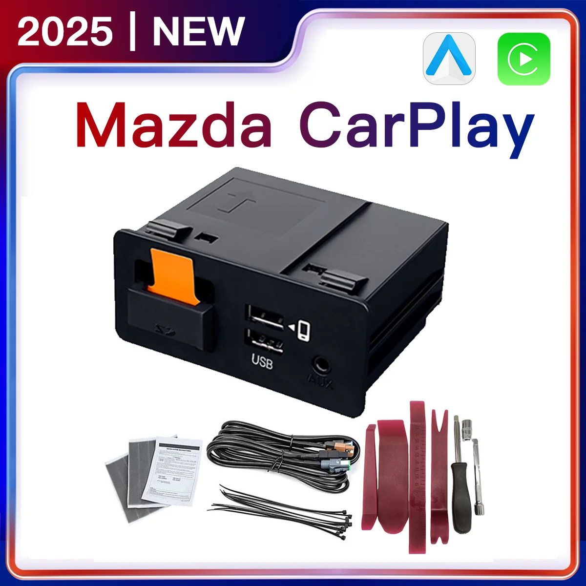Carplay-Android自動USBハブアダプター,車のアダプターキット,Mazda 2 