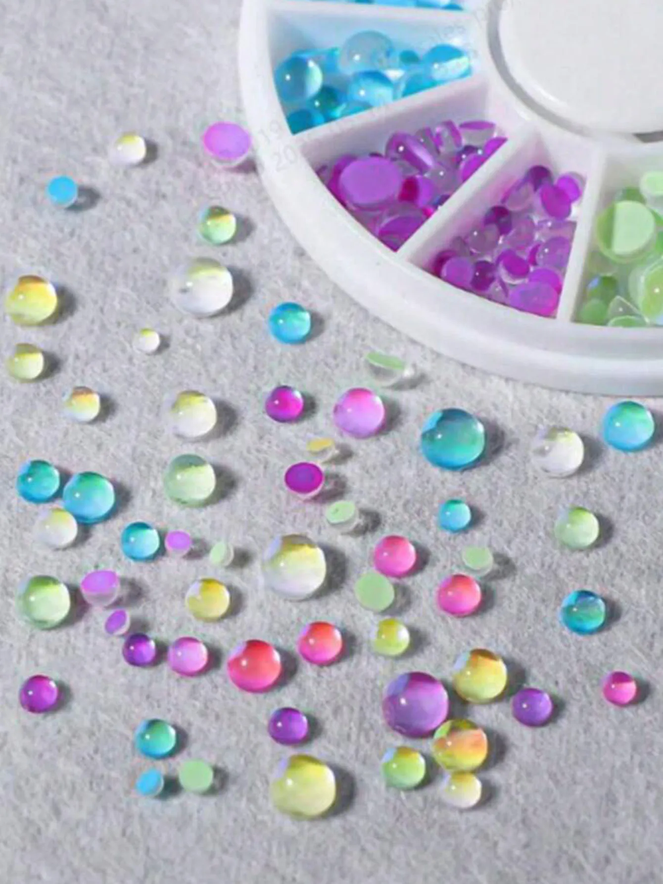 1 Box Macaron Bubble 3D Glas Kristall Nail Art Charms Gemischte Größe Funkelnde Meerjungfrau Nagelperlen Bunte Flatback Maniküre Ornamente – Detail 3