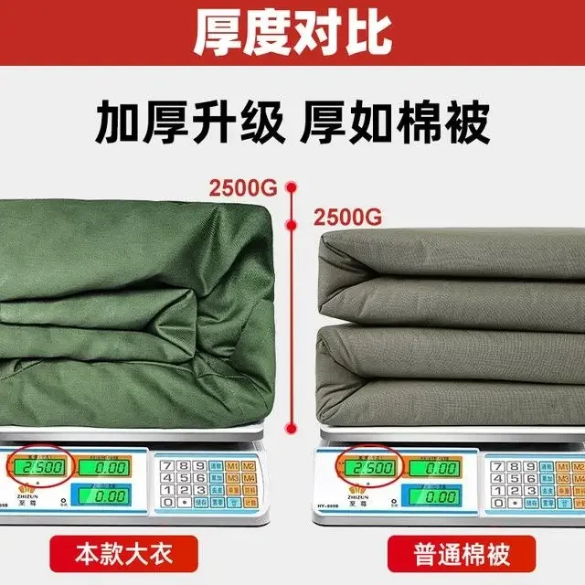 Unisex Winter Cotton Trench Coat   Men's Winter Thick Warm and Cold Protection Clothing Long Military Cotton Green Padded Jacket