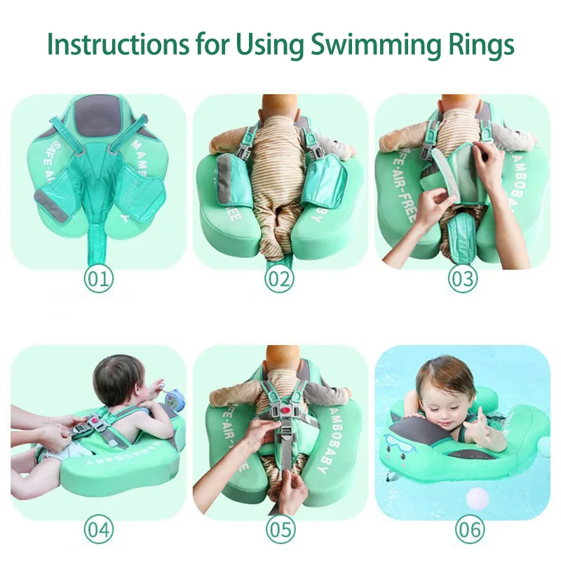 Mambobaby Baby Float Lying Swimming Rings with Canopy Waist Chest Floater Non-Inflatable Swim Ring Buoy Pool Accessories Toys