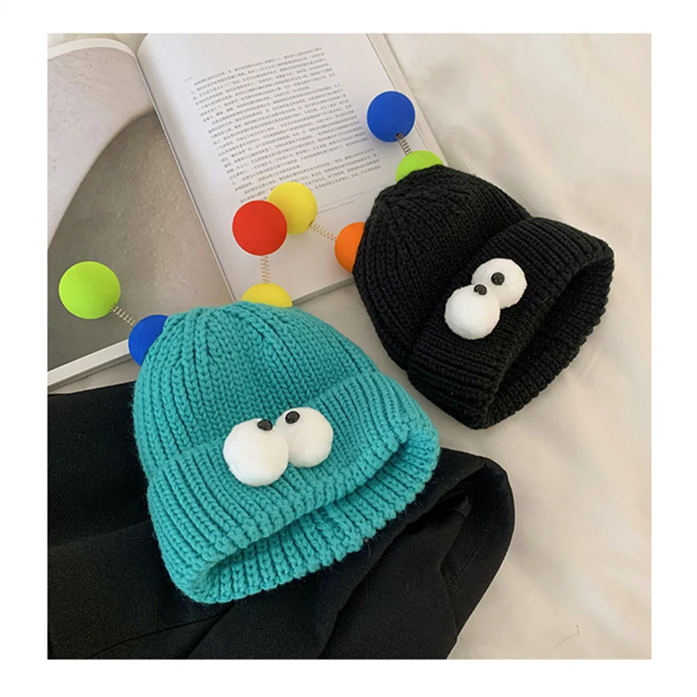 Big Eyes Woolen Hat Winter Warm Funny Short Thread Hip Hop Beanies Hat Women Men Boys Girls Elastic Knitted Skull Cap Headwear 5