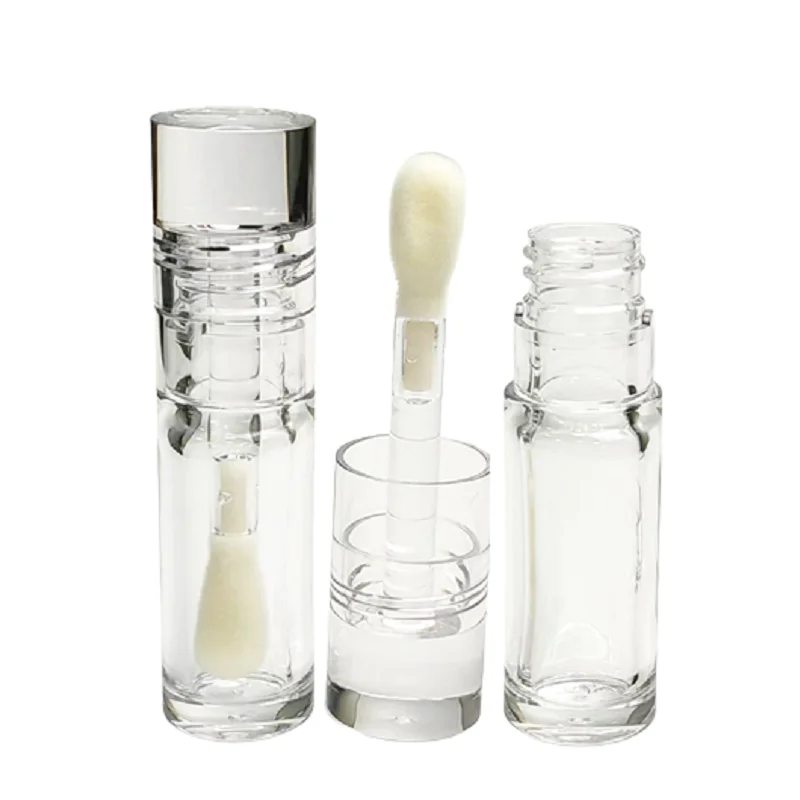 

Lip Gloss Tubes Clear Packaging Container 5.5ml Empty Liquid Lipstick Round Crystal Jumbo Sponge Wand Lipgloss Tube with Brush