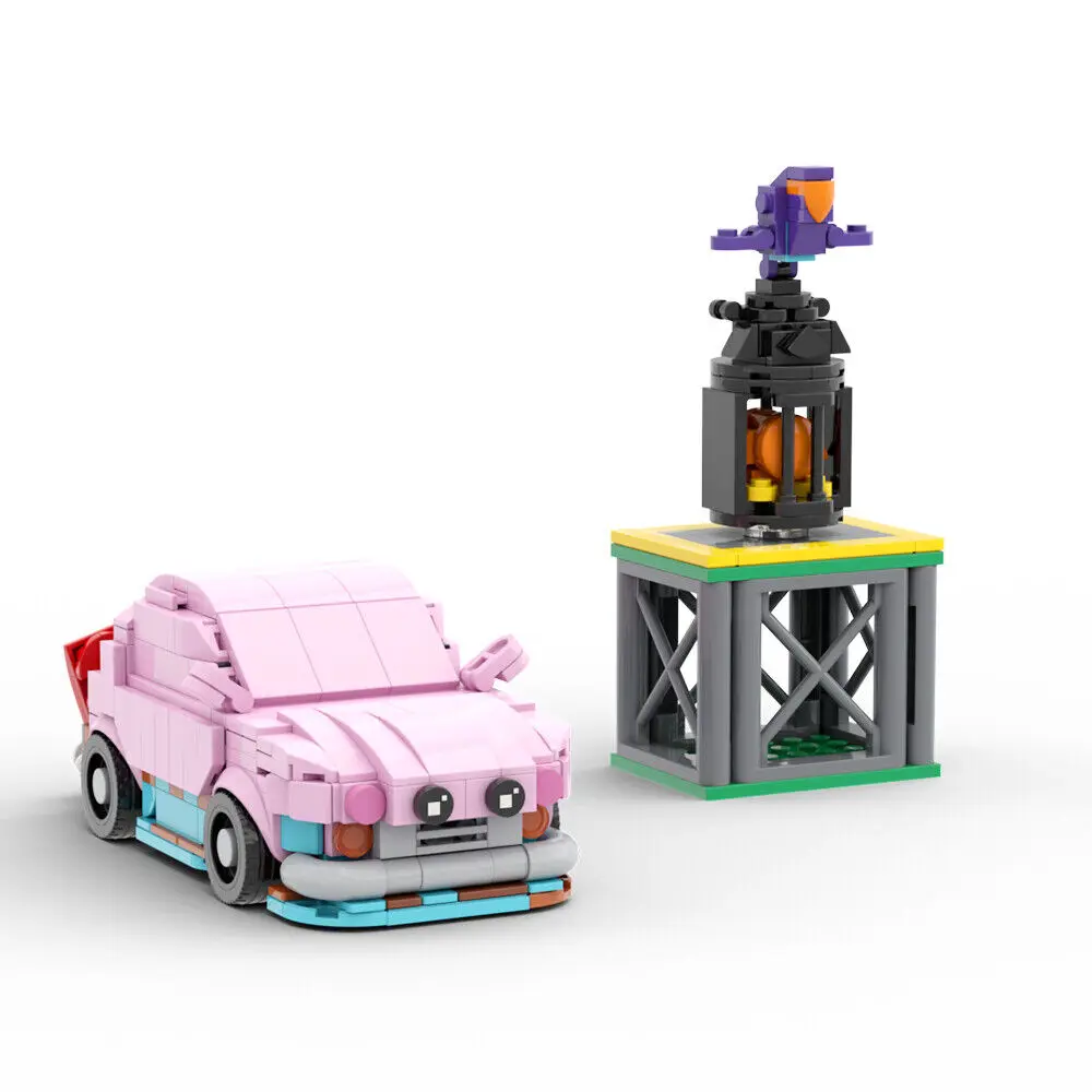 

Pink Car Game Scene 420 Pieces from Video Game Building Toys MOC Build Gift