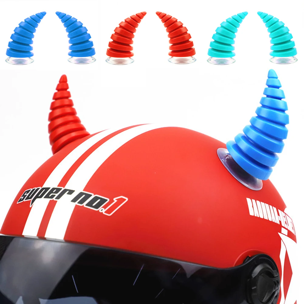 

2PCS Motorcycle Helmet Devil Horns Long Threaded Bull Horn Electric Front Rear Bumper Decor Accessories For Car Helmets Sticker