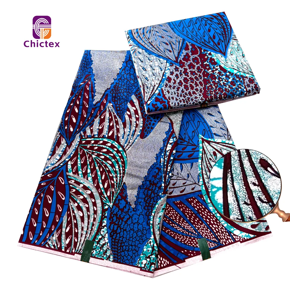 Classic Patterns African Printed Fabric Wax With Grand Super Quality Gold Shining For Loincloth