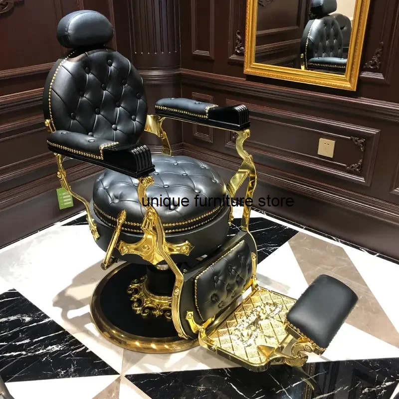 

Pedicure Hair Salon Barber Chair Men's Swivel Head Old-Fashioned Barber Shaving Chair Barber Taurete Silla Luxury Furniture