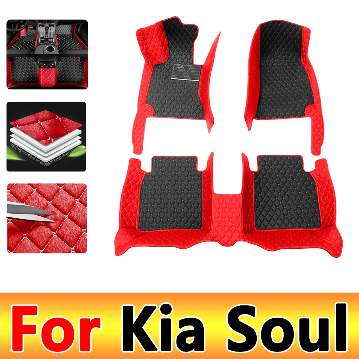 

Ковры для Kia Soul 2016, 2015, 2014, 2013, 2012, 2011, 2010, кожаные автомобильные коврики для украшения интерьера, коврики с педалью