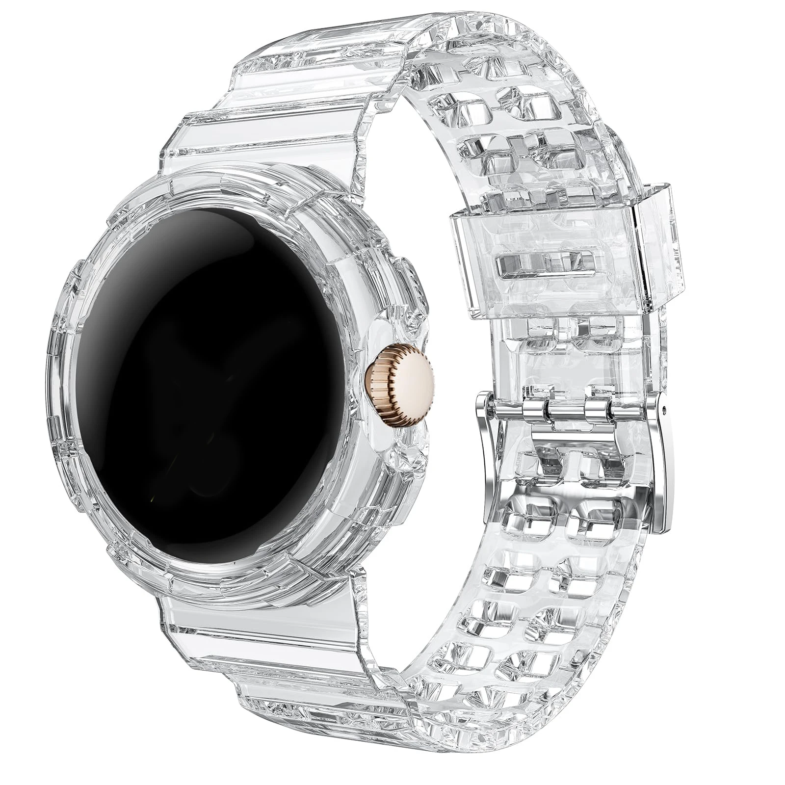 Transparent TPU Case and Strap for Pixel Watch - Soft Sport Smartwatch Band Accessory